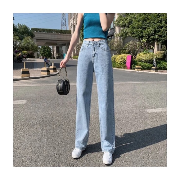 SHEIN Denim - SHEIN Womens XS / S 26” Light Blue Wash Skater Girl Streetwear Wide Loose Jeans